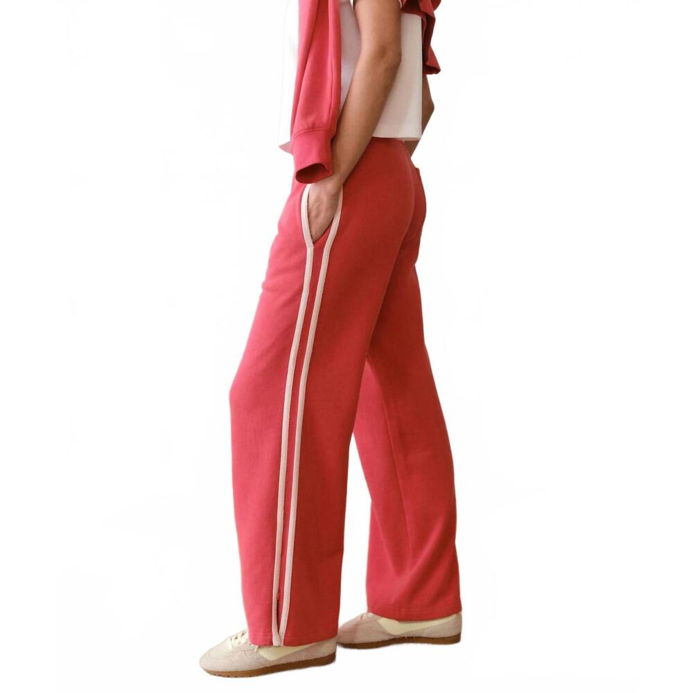 NEW MARINE LAYER cloud 9 fleece track pant in red - Picture 2 of 4
